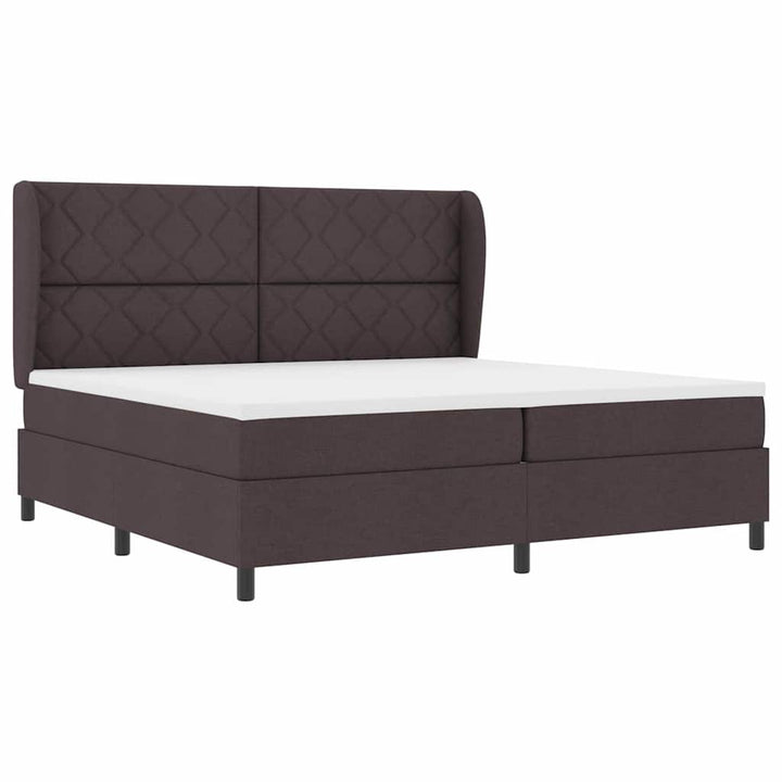 Box spring seng med madras Mørkebrun 200 x 200 cm Stof