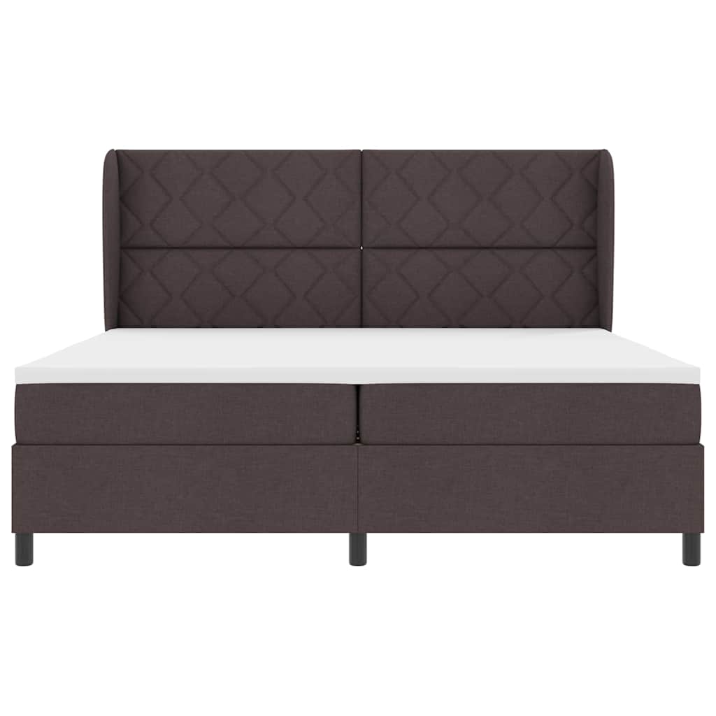 Box spring seng med madras Mørkebrun 200 x 200 cm Stof