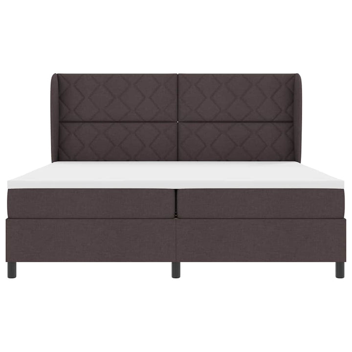 Box spring seng med madras Mørkebrun 200 x 200 cm Stof