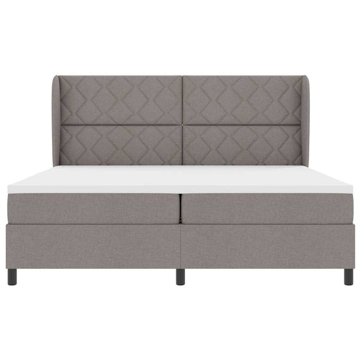 Box spring seng med hovedgærde Gråbrun 200 x 200 cm Stof