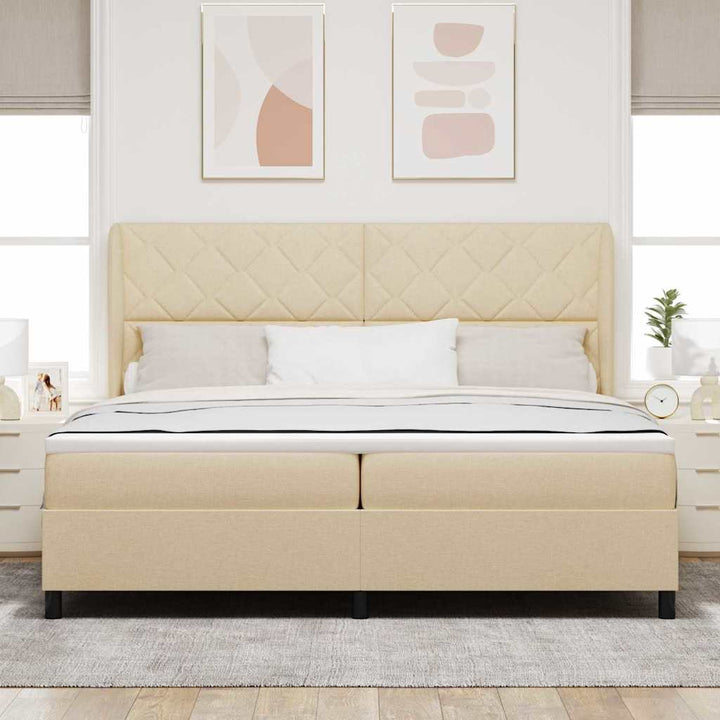Box spring seng med madras Creme 200 x 200 cm Stof