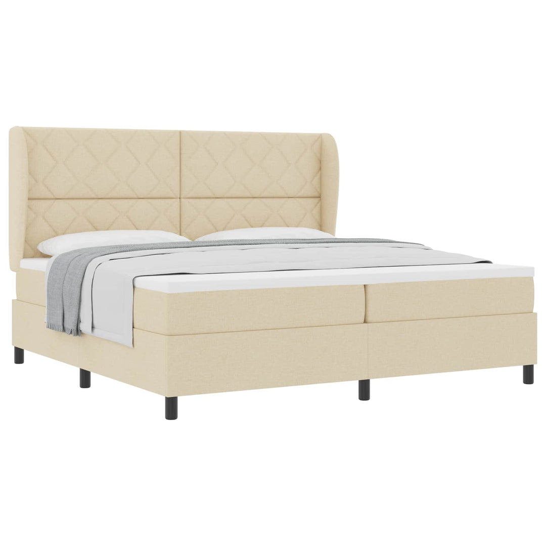 Box spring seng med madras Creme 200 x 200 cm Stof
