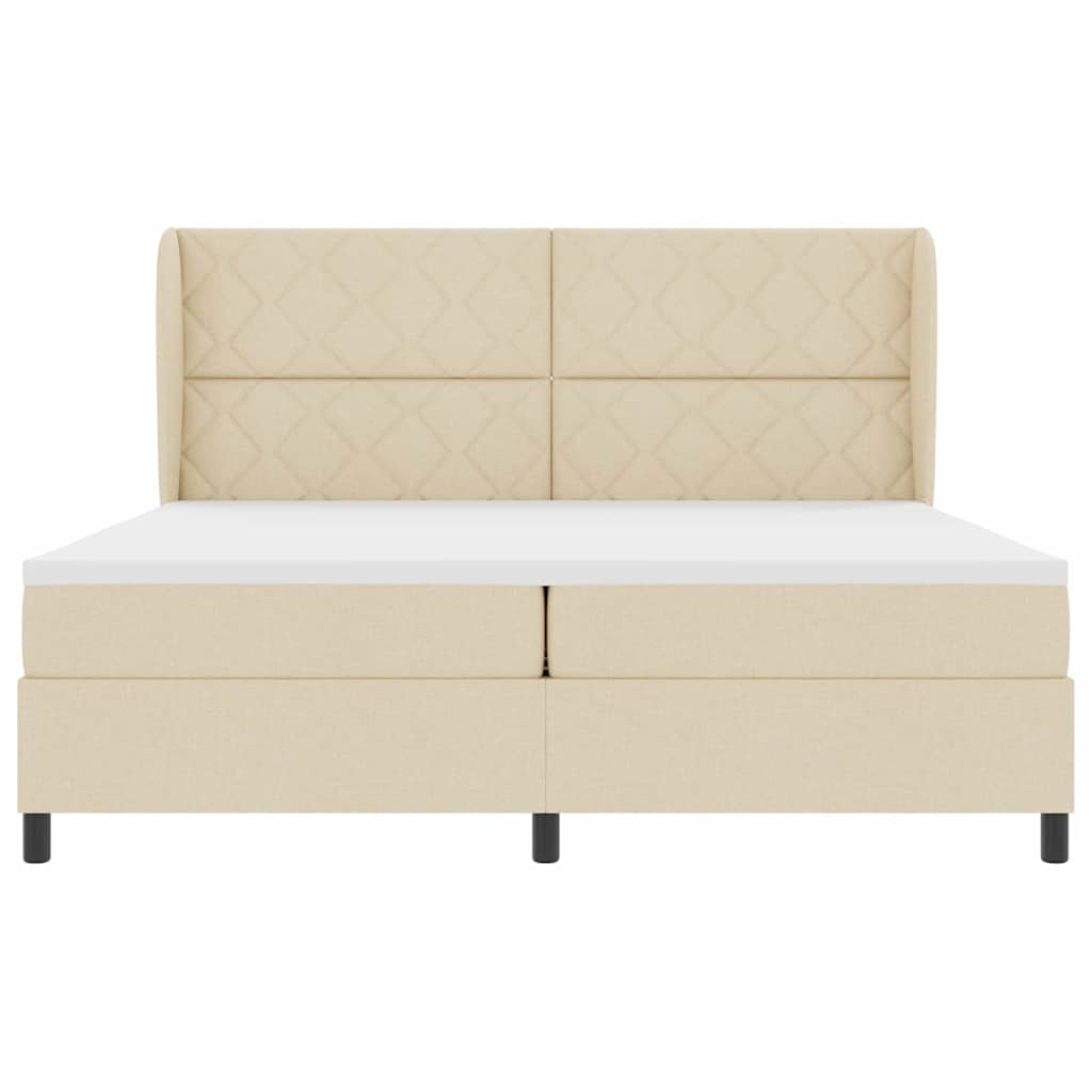 Box spring seng med madras Creme 200 x 200 cm Stof