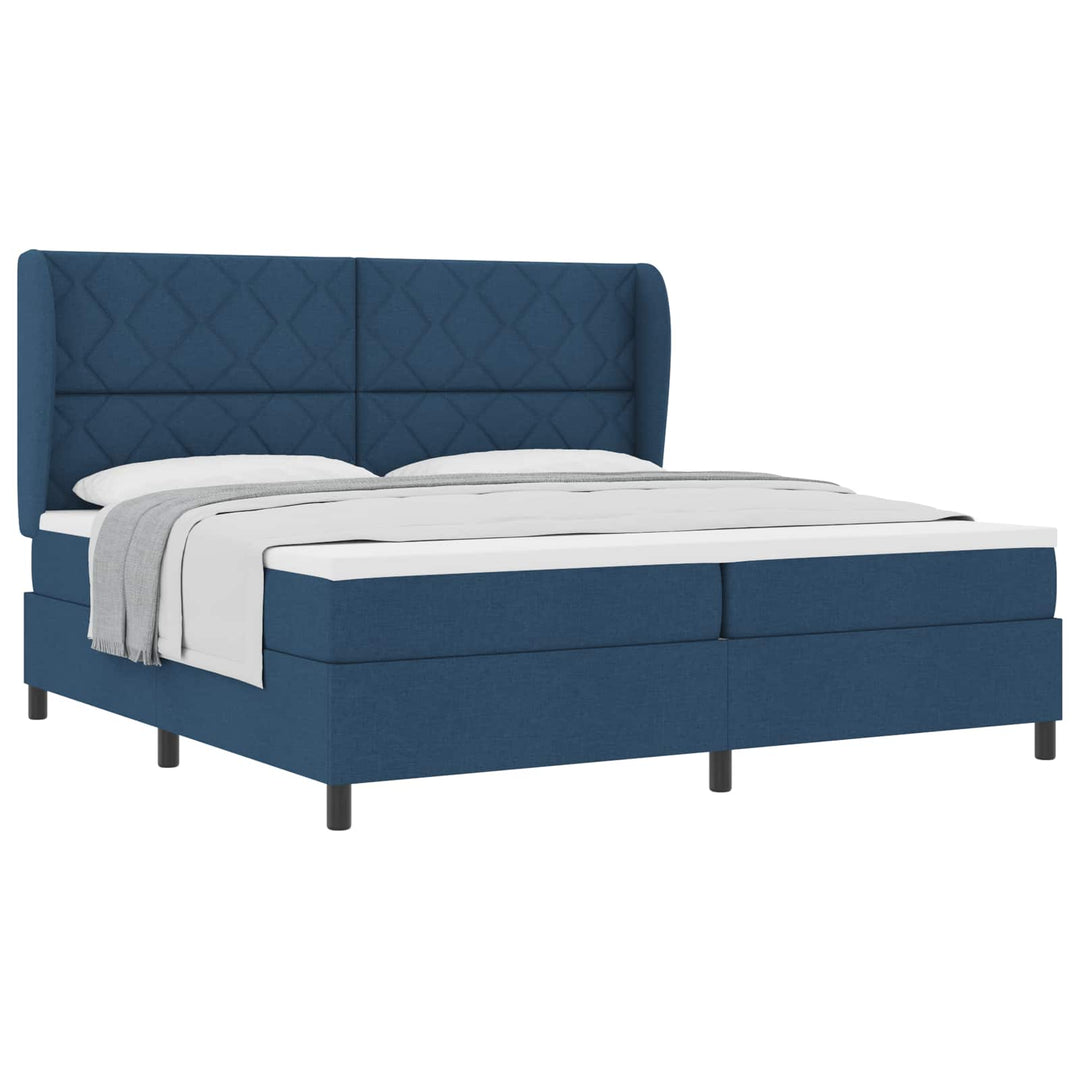 Box spring seng med madras med hovedgærde Blå 200 x 200 cm Stof