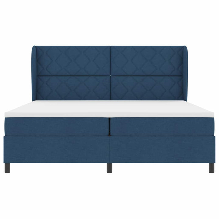 Box spring seng med madras med hovedgærde Blå 200 x 200 cm Stof