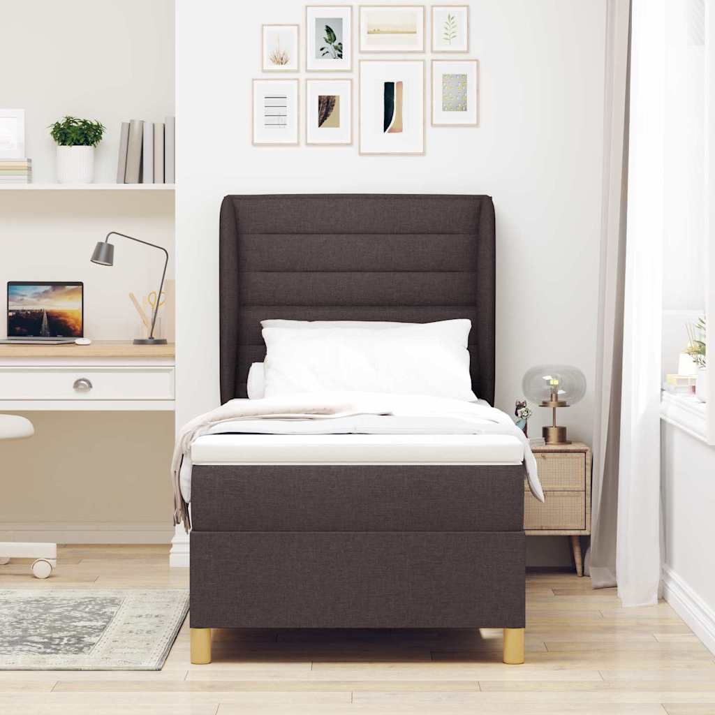 Box spring seng med madras Mørk Brun 200 x 80 cm Stof