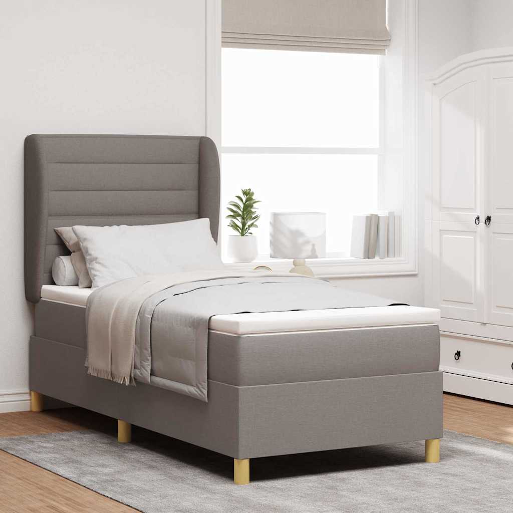 Box spring seng med hovedgærde Gråbrun 200 x 80 cm Stof