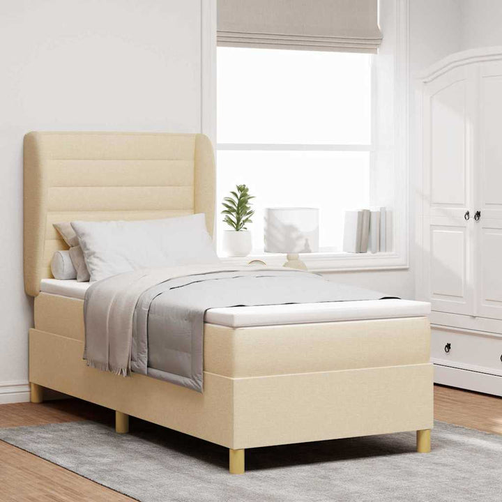 Box spring seng med madras Creme 200 x 80 cm Stof