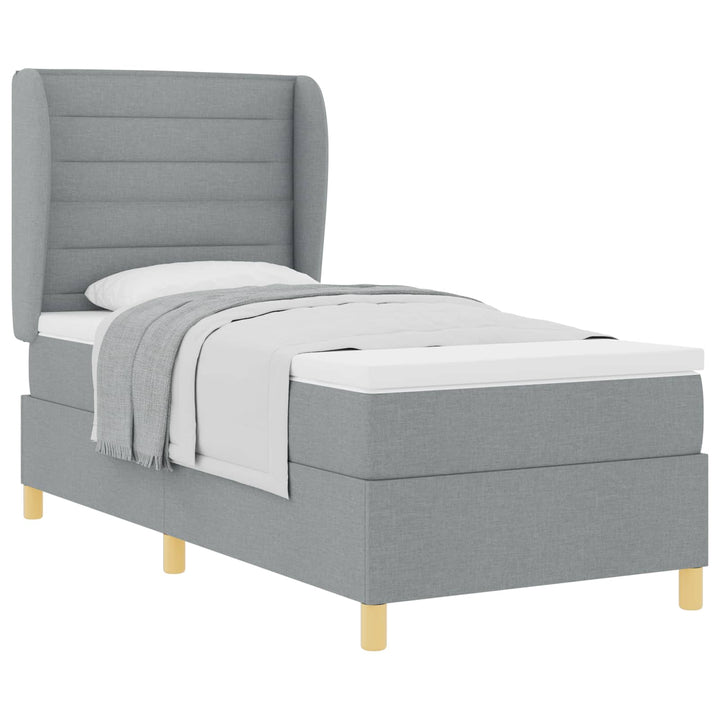 Box spring seng med madras Lysegrå 190 x 90 cm Stof