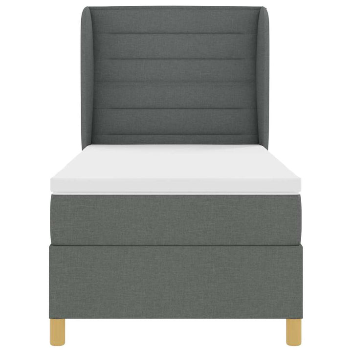 Box spring seng med madras Mørkegrå 190 x 90 cm Stof