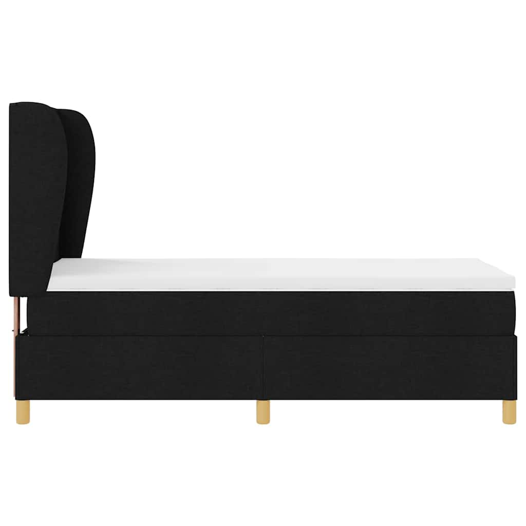 Box spring seng med madras med hovedgærde Sort 190 x 90 cm Stof