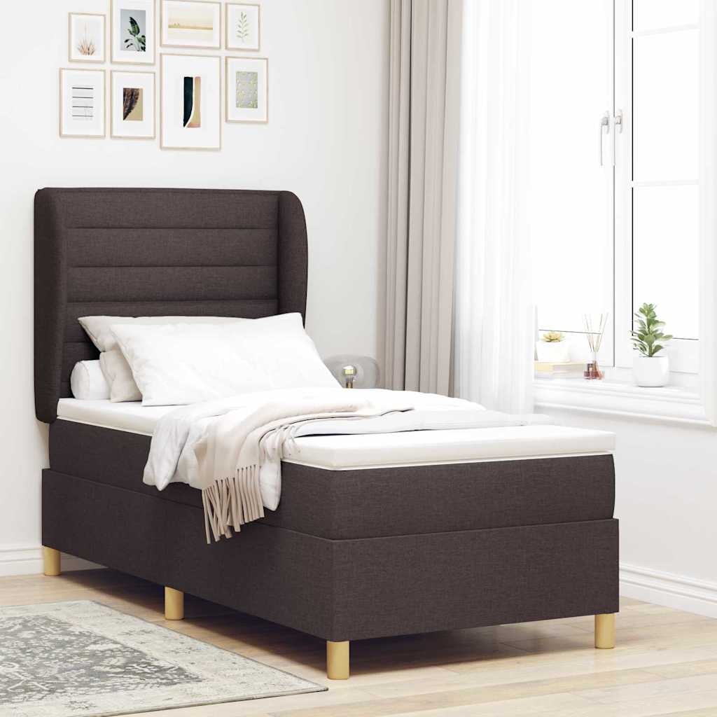 Box spring seng med madras Mørk Brun 190 x 90 cm Stof