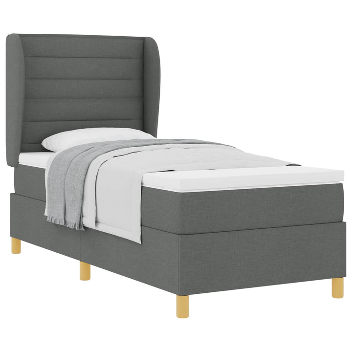 Box spring seng med madras Mørkegrå 200 x 90 cm Stof