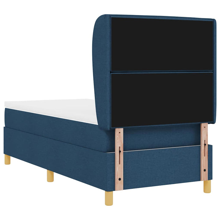 Box spring seng med madras med hovedgærde Blå 200 x 90 cm Stof