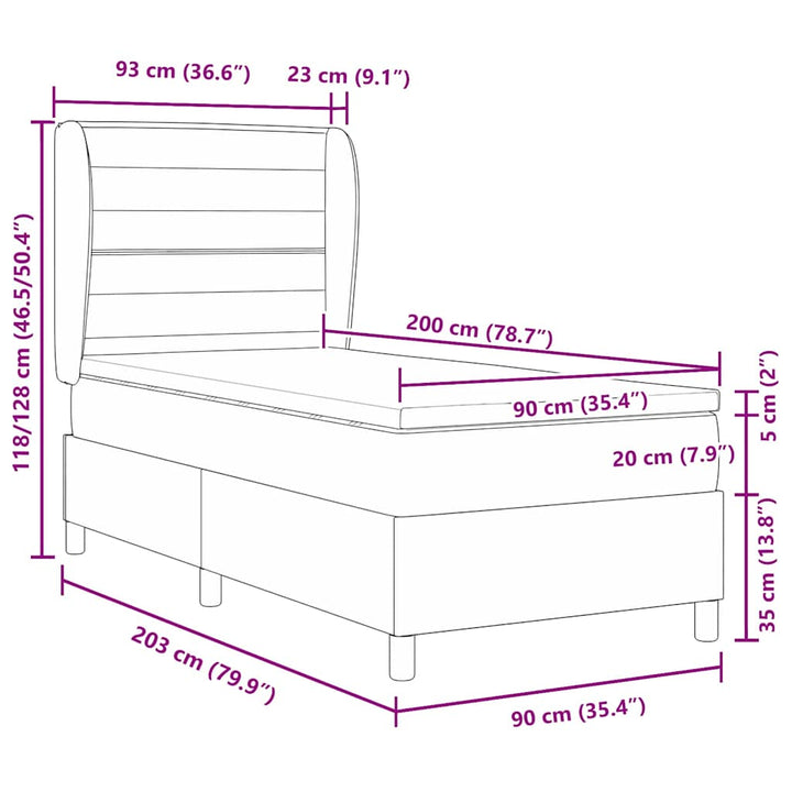 Box spring seng med madras med hovedgærde Blå 200 x 90 cm Stof