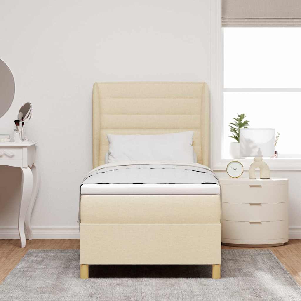 Box spring seng med madras Creme 200 x 100 cm Stof