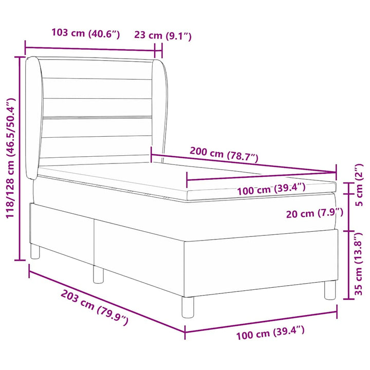 Box spring seng med madras Creme 200 x 100 cm Stof