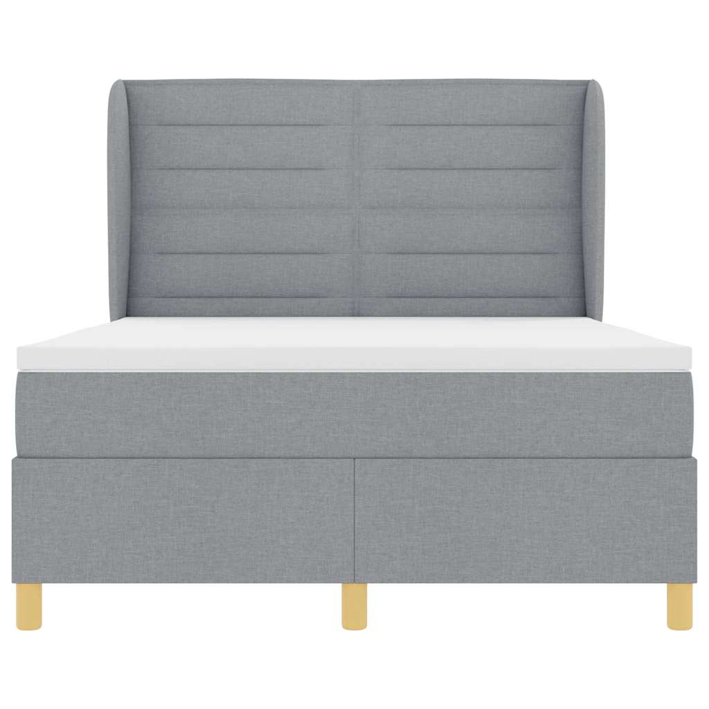 Box spring seng med madras Lysegrå 190 x 140 cm Stof
