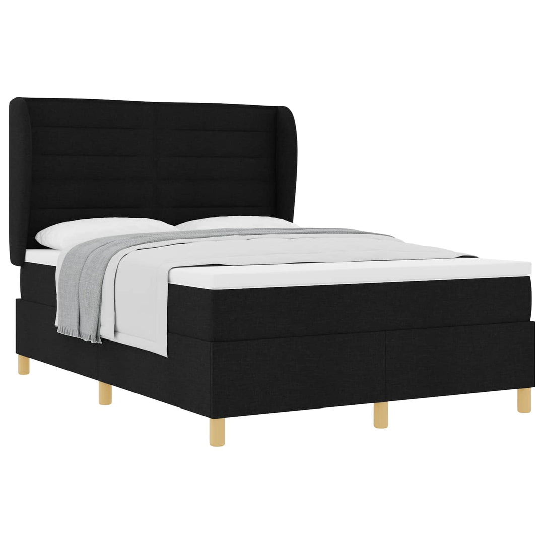 Box spring seng med madras Sort 190 x 140 cm Stof