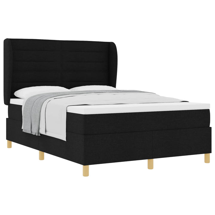 Box spring seng med madras Sort 190 x 140 cm Stof