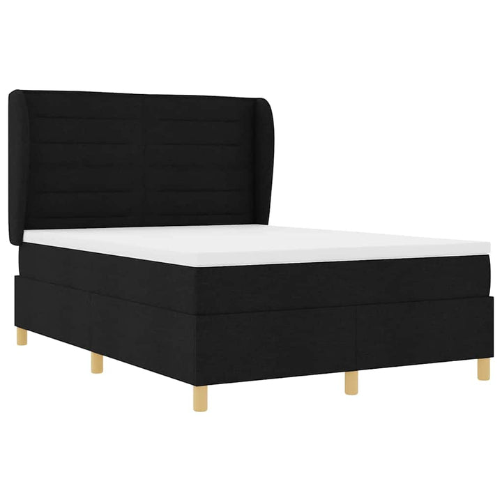 Box spring seng med madras Sort 190 x 140 cm Stof