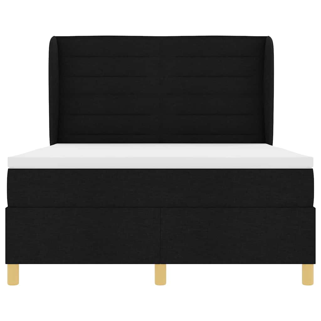 Box spring seng med madras Sort 190 x 140 cm Stof