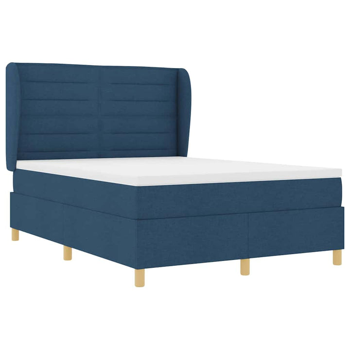 Box spring seng med madras med hovedgærde Blå 190 x 140 cm Stof