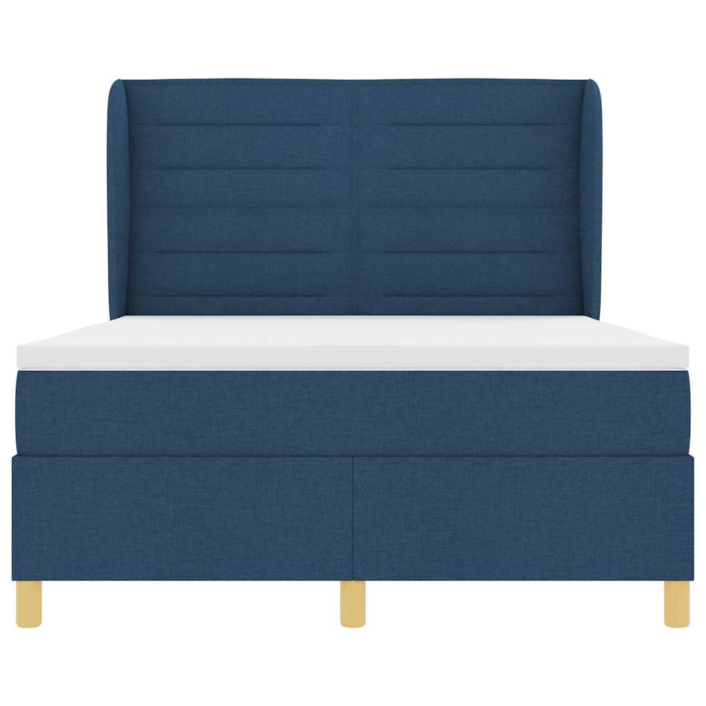 Box spring seng med madras med hovedgærde Blå 190 x 140 cm Stof