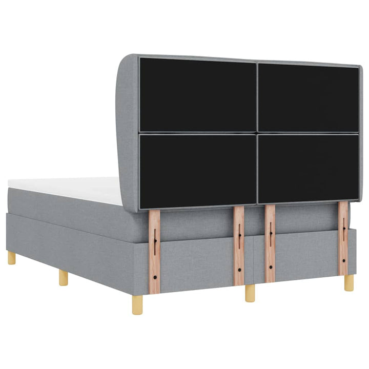 Box spring seng med hovedgærde Lysegrå 200 x 140 cm Stof