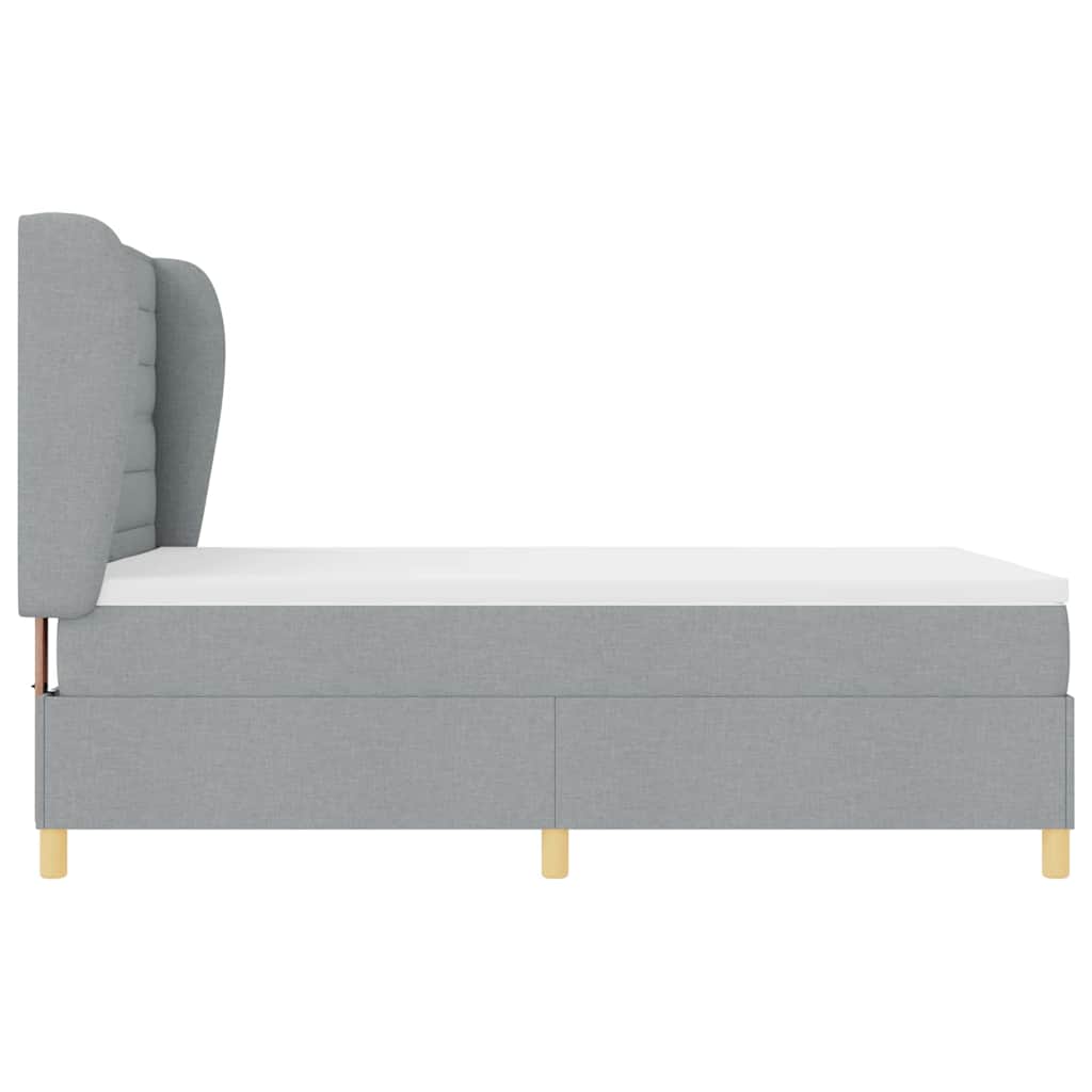 Box spring seng med hovedgærde Lysegrå 200 x 140 cm Stof