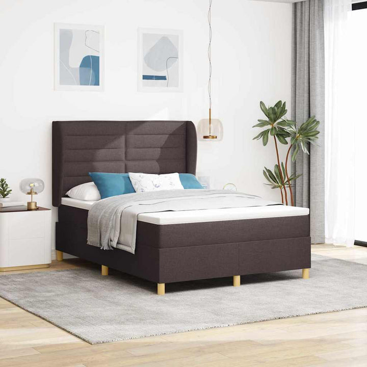Box spring seng med madras Mørk Brun 200 x 140 cm Stof