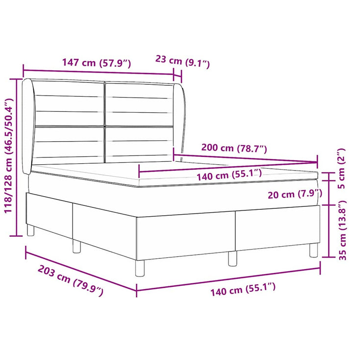 Box spring seng med madras Mørk Brun 200 x 140 cm Stof
