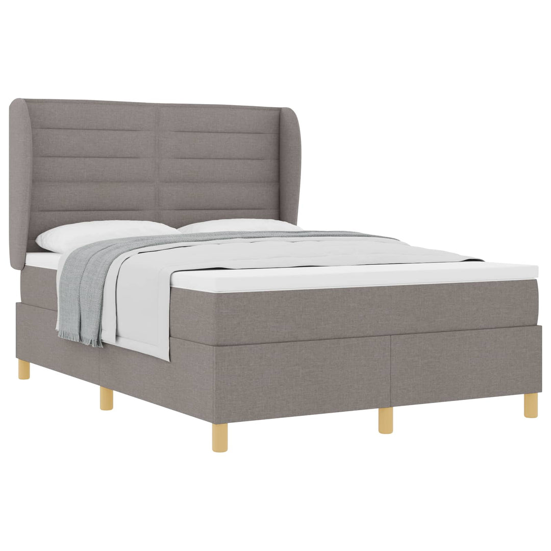 Box spring seng med madras Gråbrun 200 x 140 cm Stof