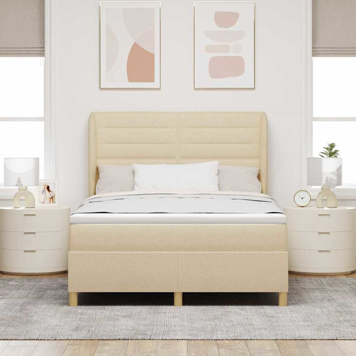 Box spring seng med madras Creme 200 x 140 cm Stof