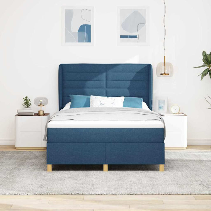 Box spring seng med madras med hovedgærde Blå 200 x 140 cm Stof