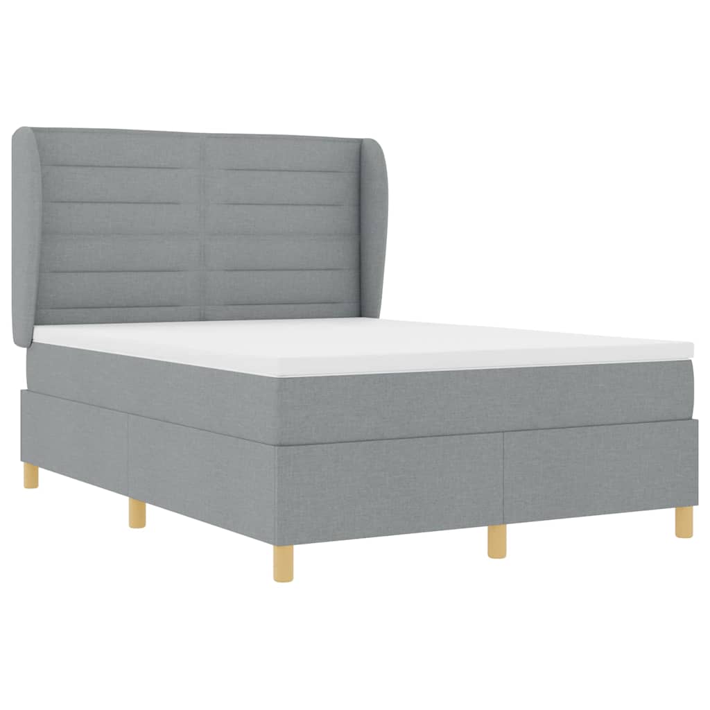 Box spring seng med madras Lysegrå 200 x 160 cm Stof