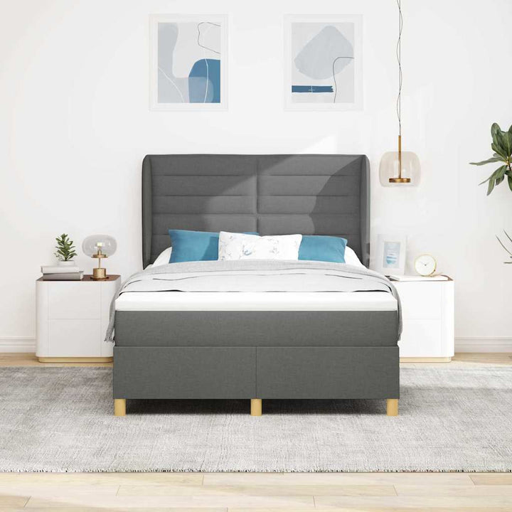 Box spring seng med madras Mørkegrå 200 x 160 cm Stof