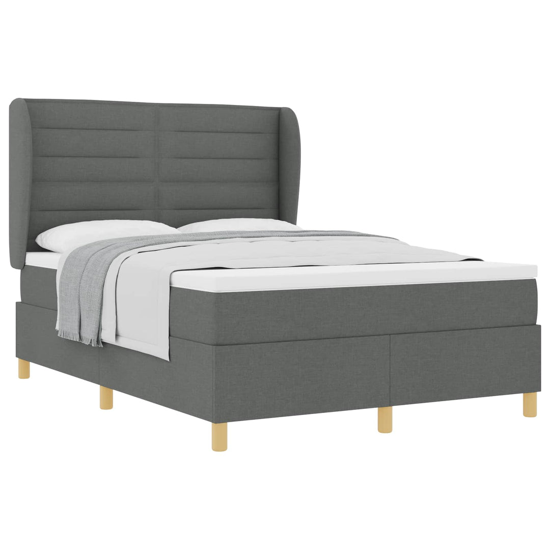 Box spring seng med madras Mørkegrå 200 x 160 cm Stof