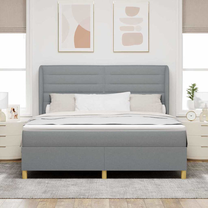 Box spring seng med madras Lysegrå 200 x 180 cm Stof