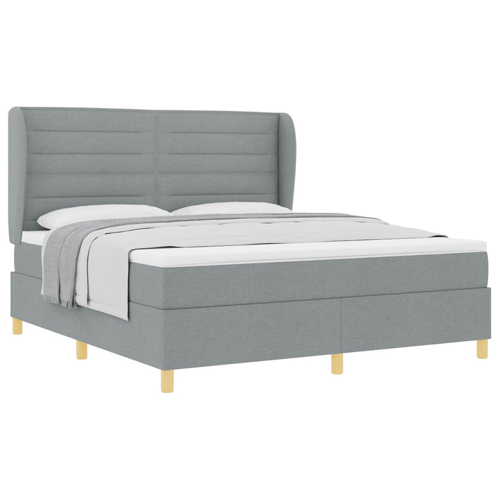 Box spring seng med madras Lysegrå 200 x 180 cm Stof