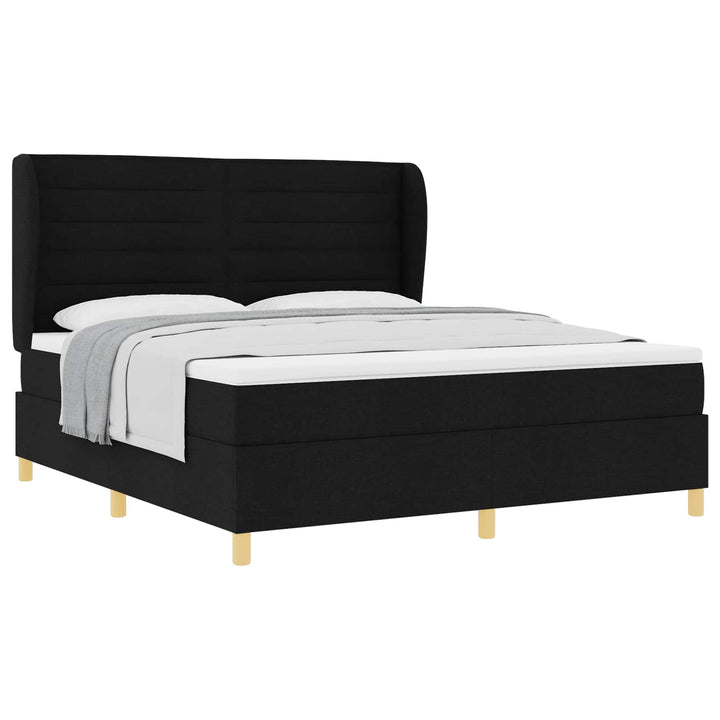 Box spring seng med hovedgærde Sort 200 x 180 cm Stof