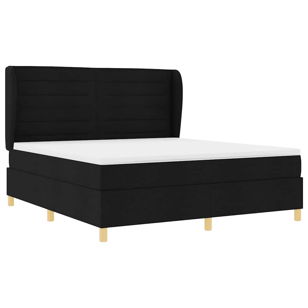 Box spring seng med hovedgærde Sort 200 x 180 cm Stof