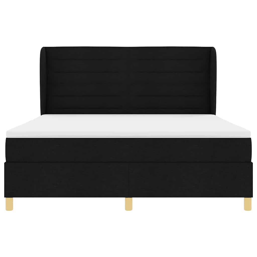 Box spring seng med hovedgærde Sort 200 x 180 cm Stof