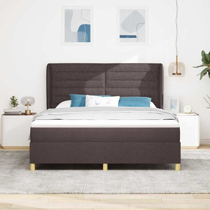 Box spring seng med madras Mørk Brun 200 x 180 cm Stof