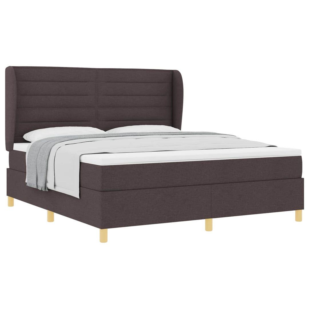 Box spring seng med madras Mørk Brun 200 x 180 cm Stof