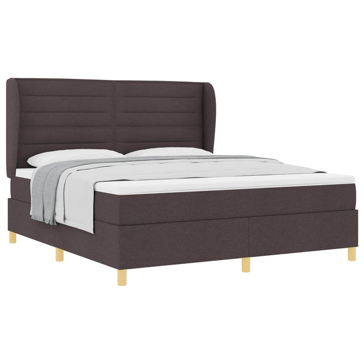 Box spring seng med madras Mørk Brun 200 x 180 cm Stof