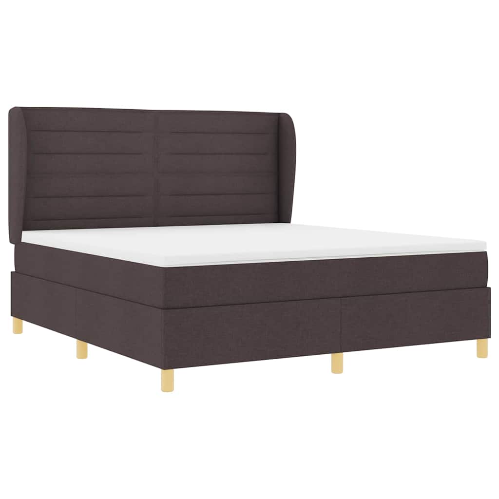 Box spring seng med madras Mørk Brun 200 x 180 cm Stof