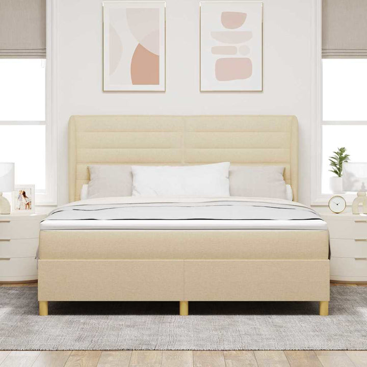 Box spring seng med madras Creme 200 x 180 cm Stof