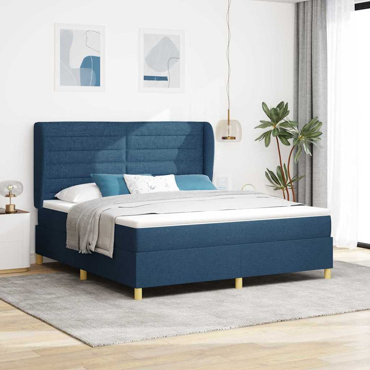 Box spring seng med madras med hovedgærde Blå 200 x 180 cm Stof