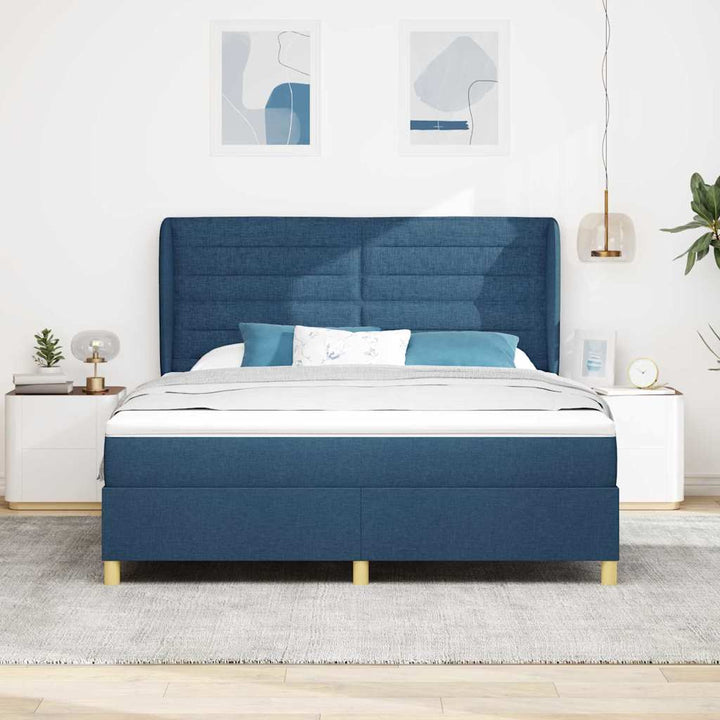 Box spring seng med madras med hovedgærde Blå 200 x 180 cm Stof